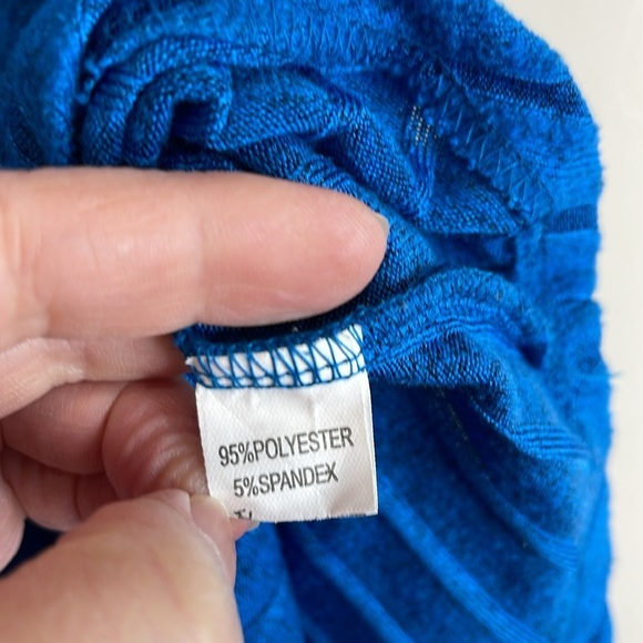 Amazon Blue Ribbed V-Neck Lightweight Sweater Short Sleeve Stretch Plus Size 2XL - Picture 6 of 11